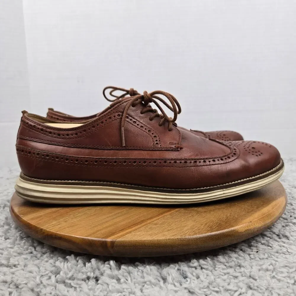 Cole Haan Mens 10.5M Original Grand Brown Woodbury Long Wingtip Casual Oxford